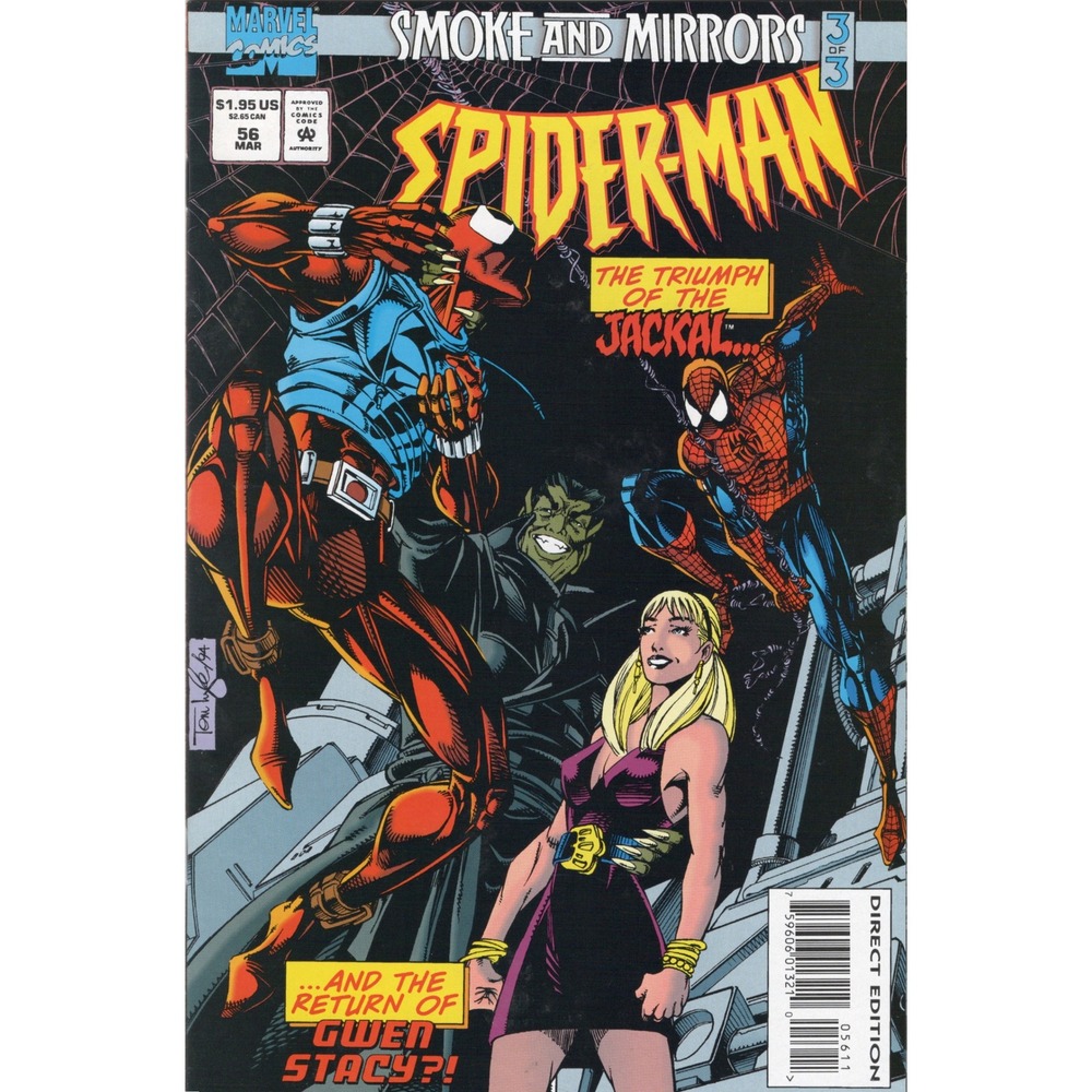 Spider-Man 56 Marvel Comics 1995 Smoke and Mirrors Part 3 Gwen Stacy Jackal VF